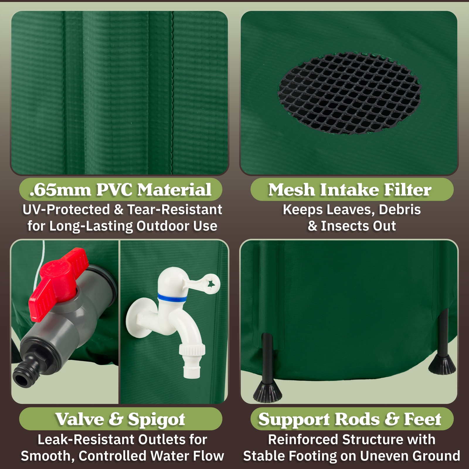 Collapsible Rain Barrel 100 Gallon Portable Water Tank with Spigot Filter gallery