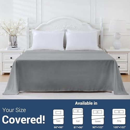 Flat Sheet Only Pack Top Bed Sheets, Soft Breathable Brushed King 1 Light Gray gallery
