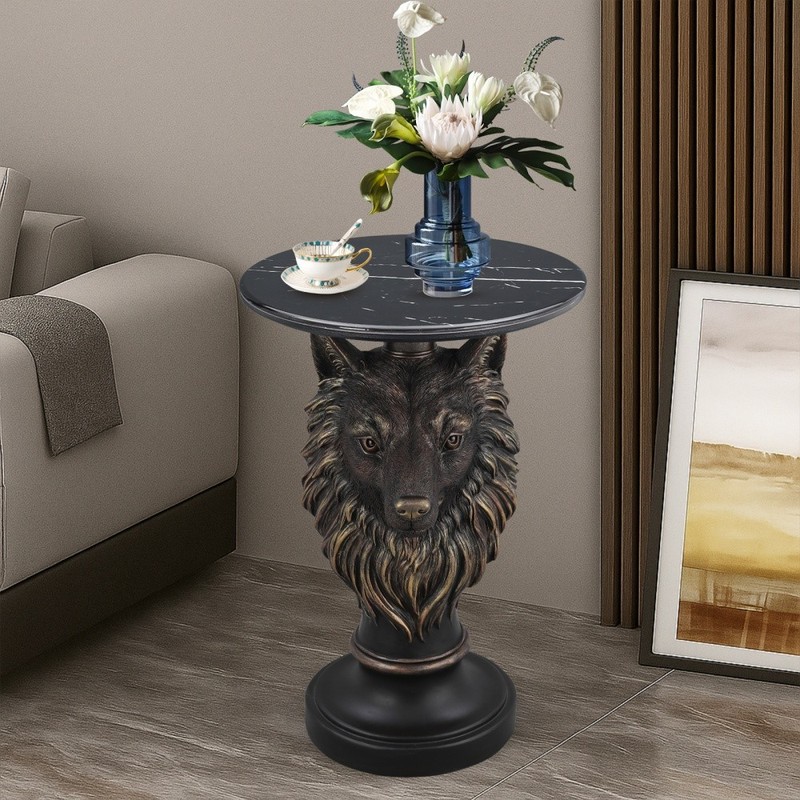 Wolf Head Accent Table Animal Statue End Tables Livingroom gallery