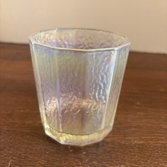 Single Vintage Hammered, Iridescent, Moon-Glow Dodecagon Tumbler Federal Glass