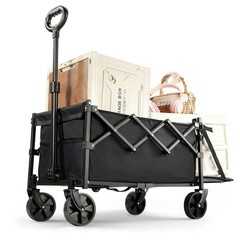 100L Folding Wagon Cart Push & Pull Beach, 350 lbs Weight Capacity Heavy Duty…