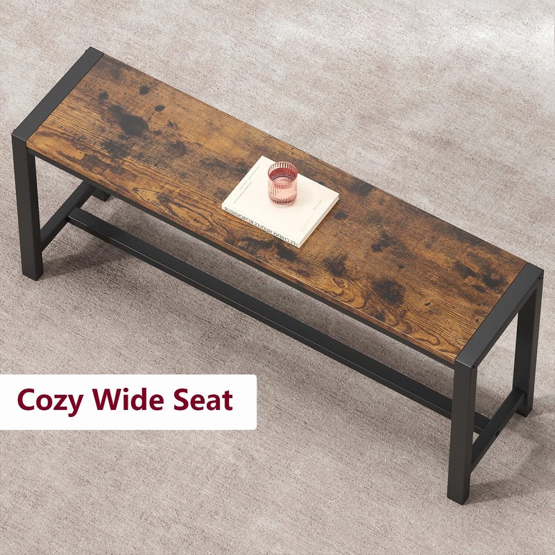 Dining Table Set for 4 Kitchen Table with 2 Metal Wood Benches for Apartment gallery
