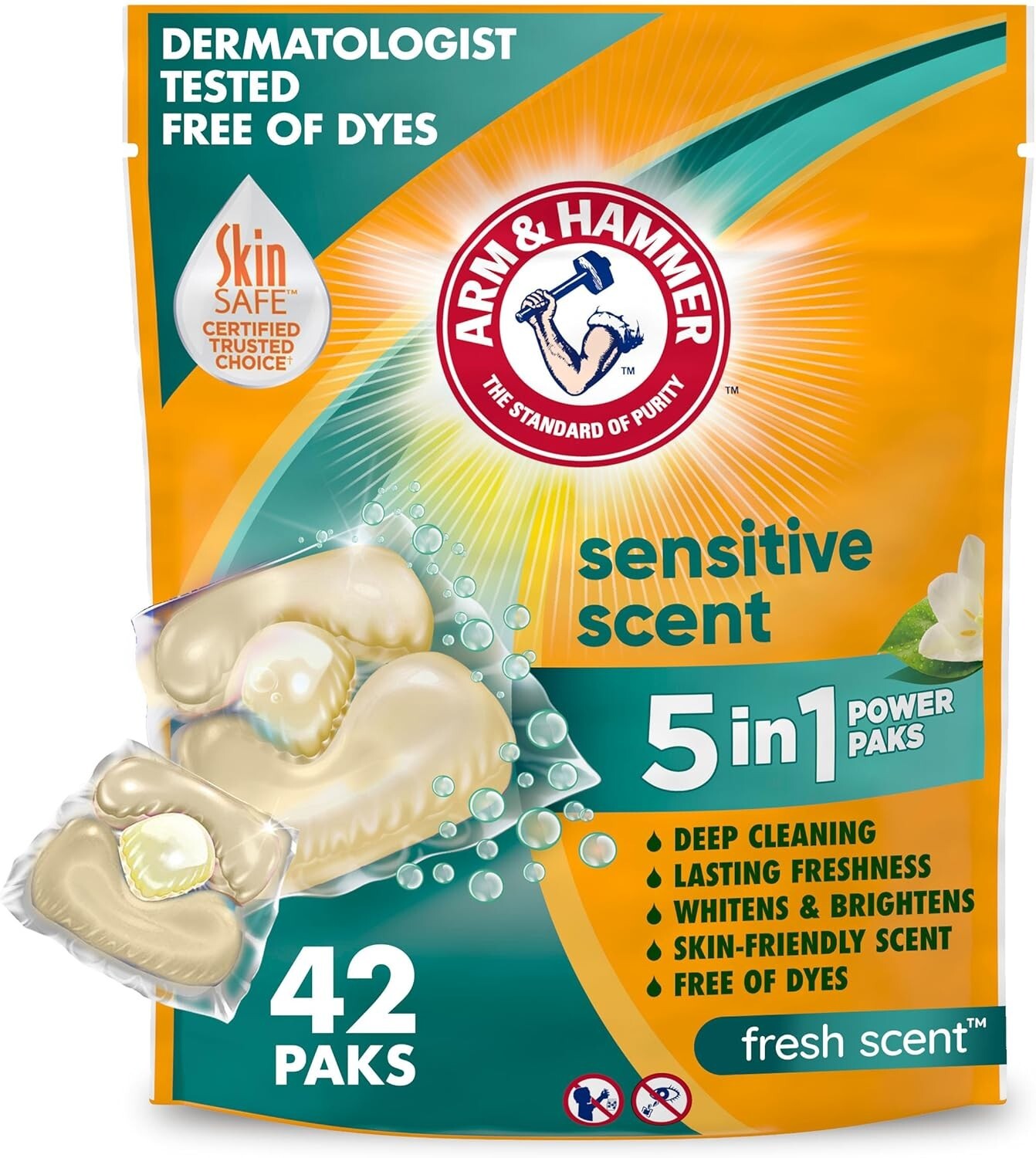 Arm & Hammer Sensitive Fresh Scent 5-IN-1 Power Paks, 42 count gallery