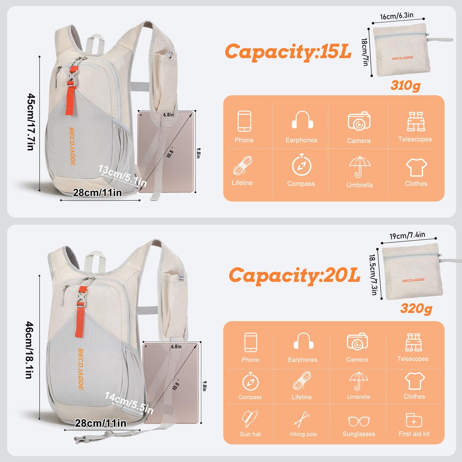15L Small Hiking Backpack for Men Foldable Packable Back Pack Ultralight Hiki... 4