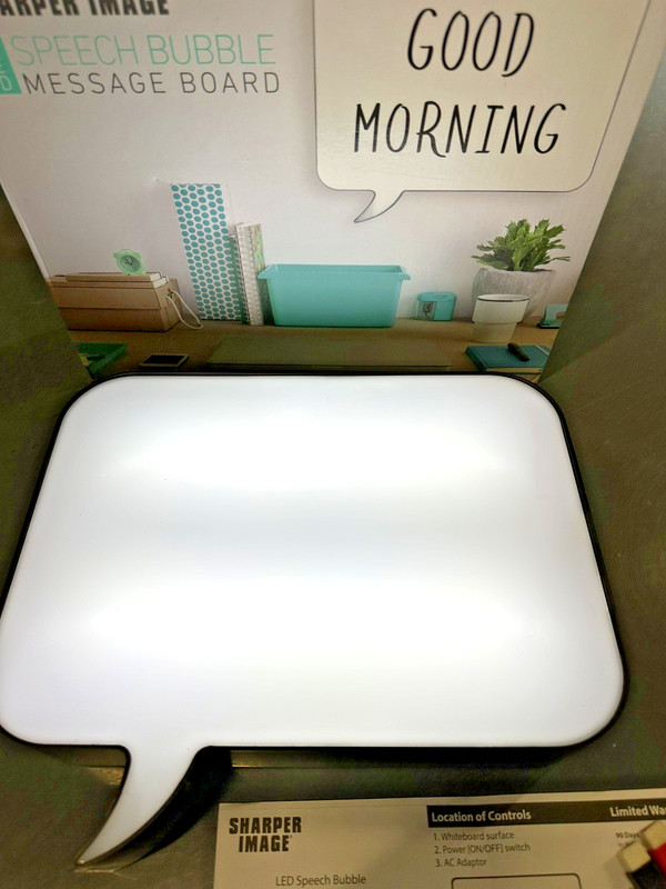 SHARPER IMAGE LED Light-Up Speech Bubble Whiteboard – Dry Erase Message Board gallery