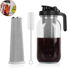 64oz Cold Brew Coffee Maker Iced Coffee Maker Mason Jar w/Stainless Steel Filter