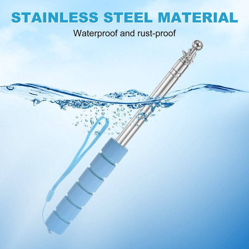 2-Pack Telescopic Handheld Flagpoles, 5.2ft/1.6m Stainless Steel Poles [Blue] gallery