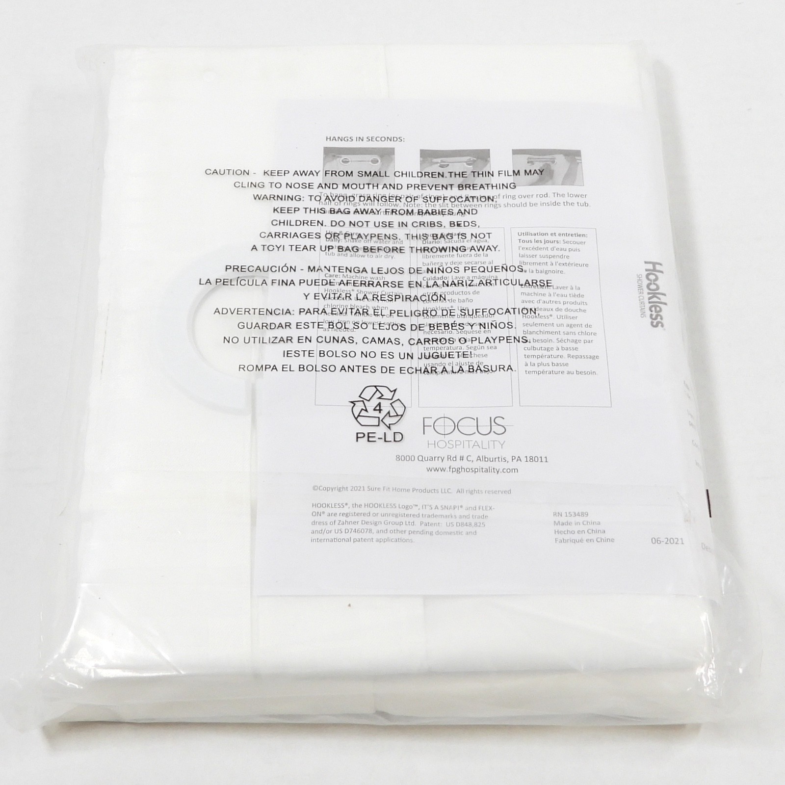 Hookless Madison 71 in. x 77 in. Shower Curtain (HBH43MYS0177) White gallery