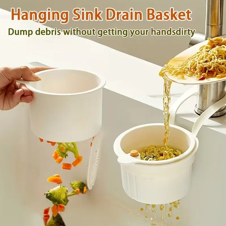 1pc Press Type Drain Basket Kitchen Sink Food Strainer Organizer - NEW gallery
