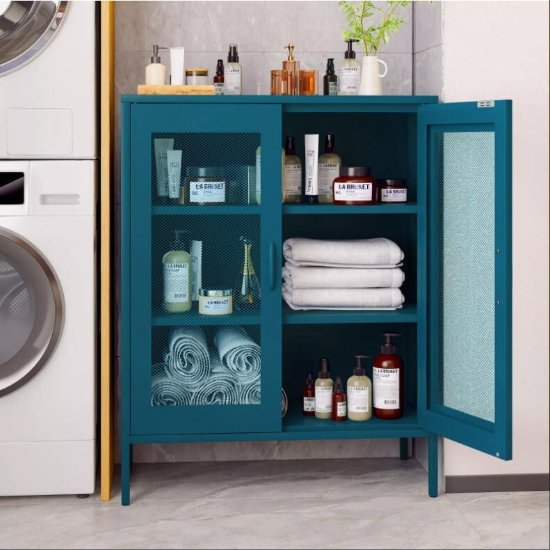 Cofar Metal Storage Cabinet with Mesh Doors 2 Adjustable Shelves for Home Office gallery