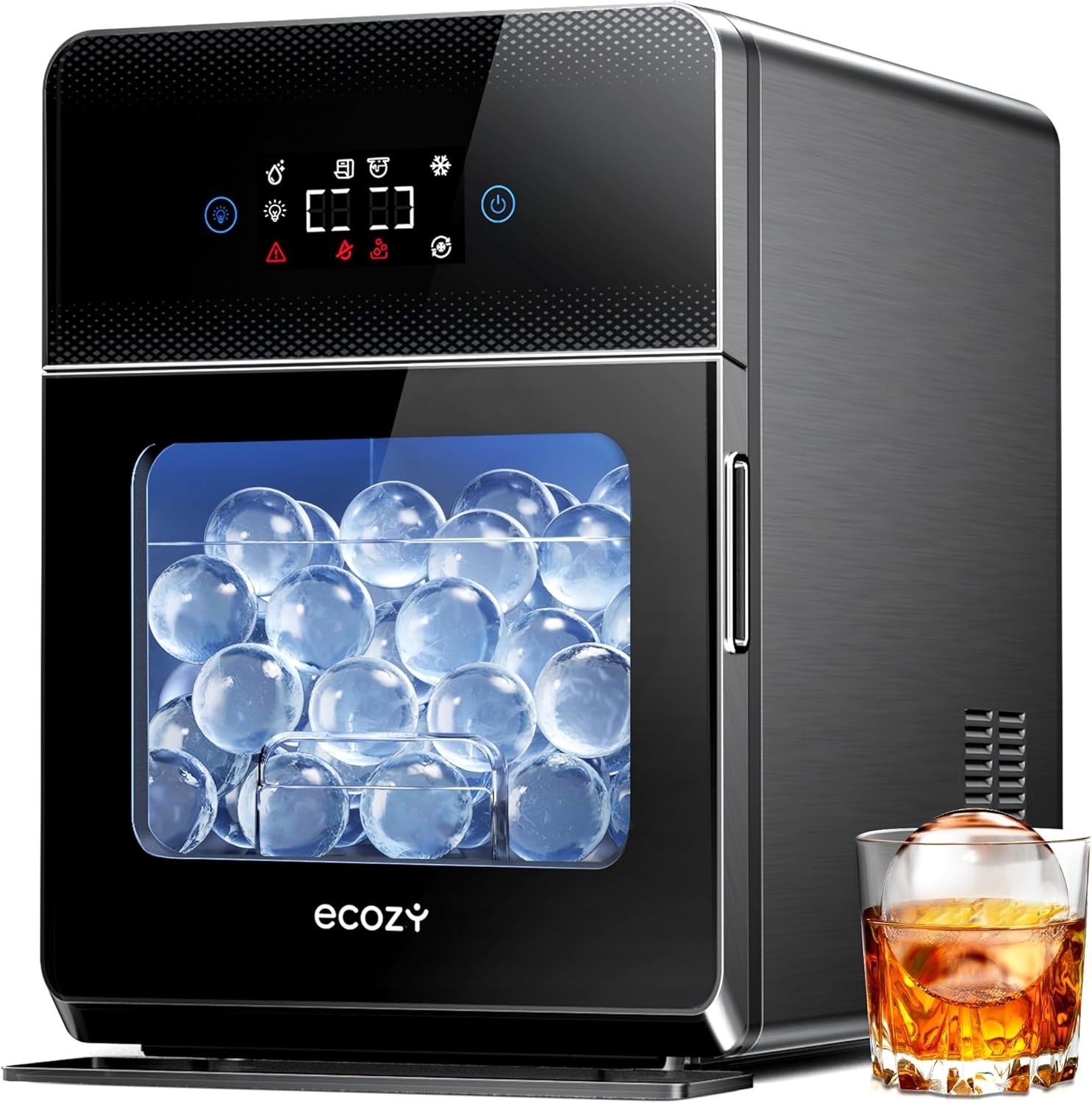 ecozy 2" Clear Ice Ball Maker Countertop Ice Maker with CrystalFlux Technology gallery