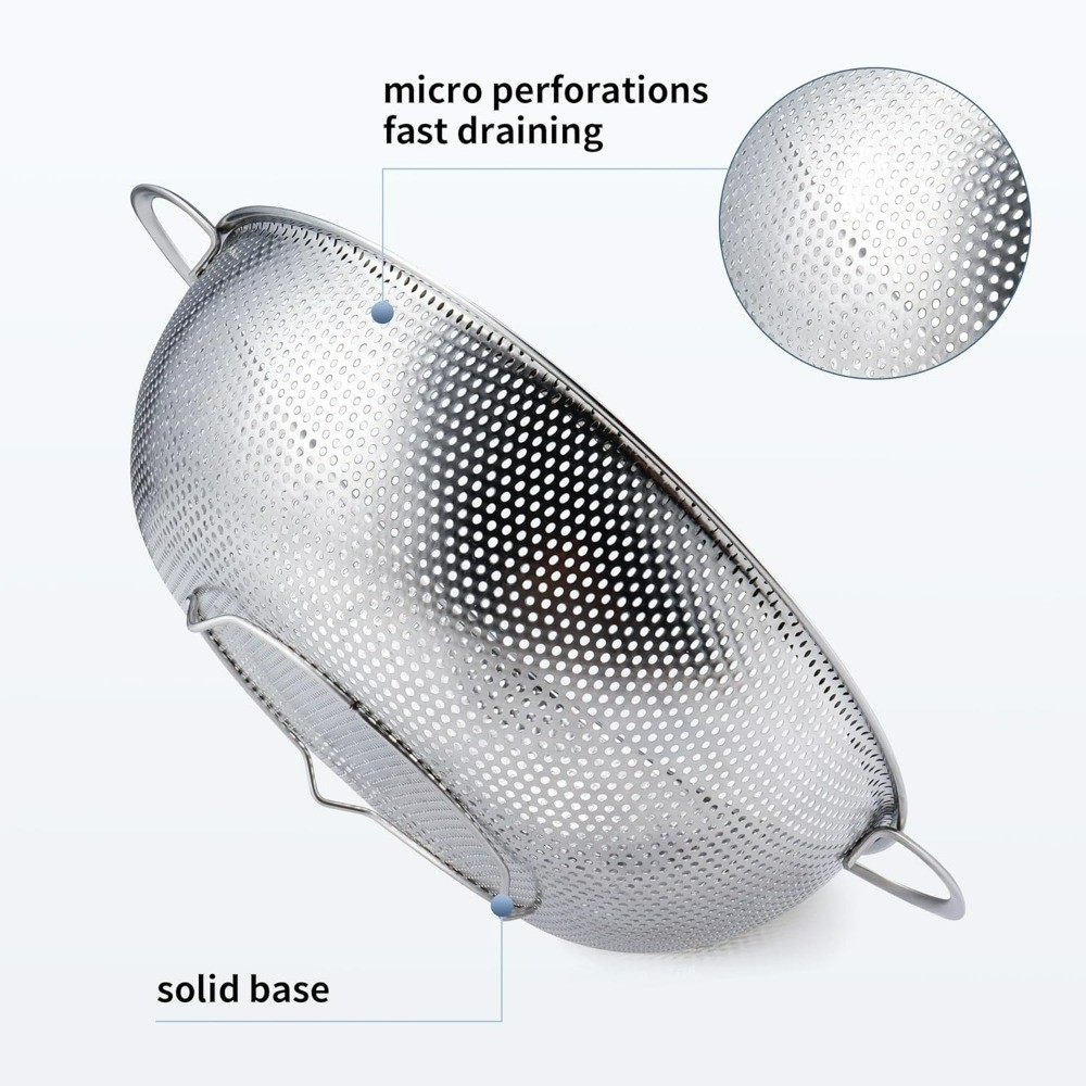 Stainless Steel Colander 3 Quart Metal Strainer with Stand Kitchen Food Strainer gallery