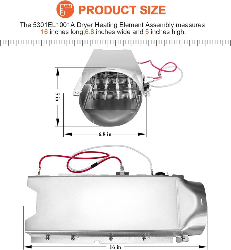 Beaquicy Dryer Heating Element Assembly - Replacement for LG Kenmore Dryer gallery