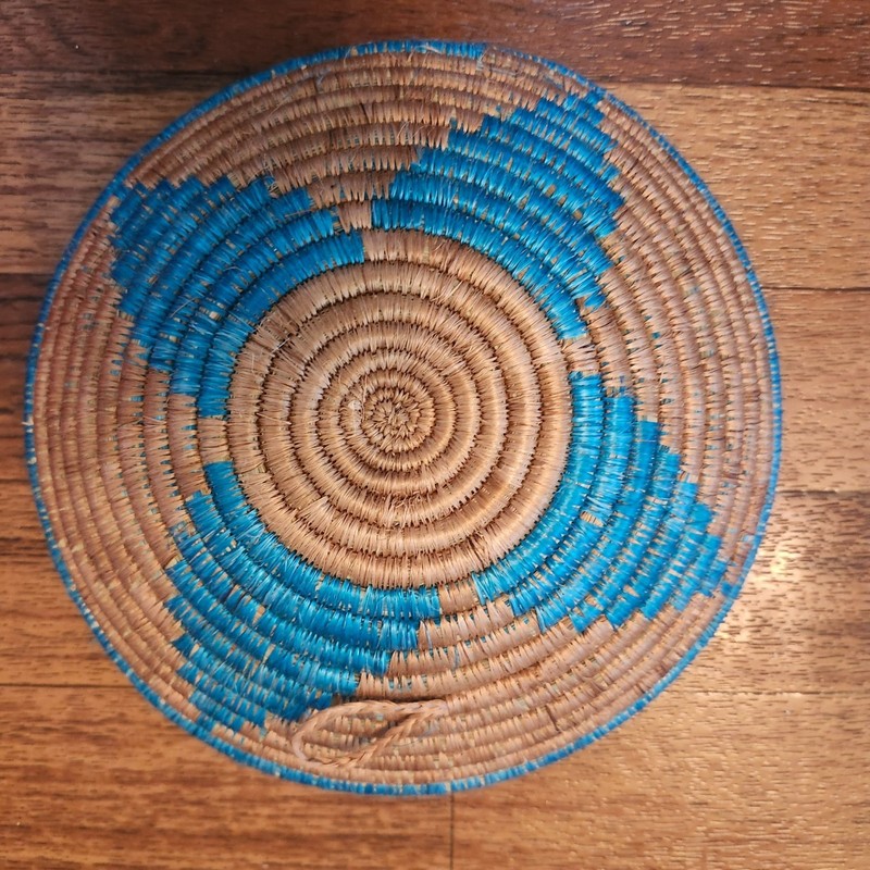 Round Wall Basket Set Decor and Storage Pink/Brown and Blue/Tan 8" gallery