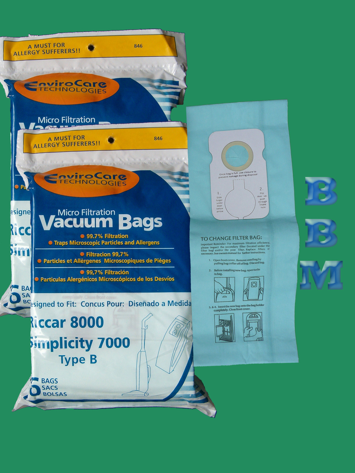 12 Type B Upright Vacuum Cleaner Bags Fit Riccar 7000 8000 Simplicity 7 Series gallery