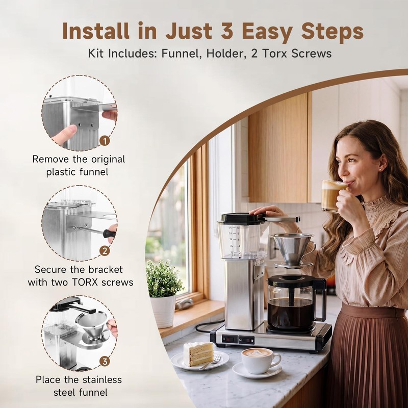 Reusable #4 Coffee Filter for Technivorm Moccamaster, Stainless Steel Funnel Hol gallery