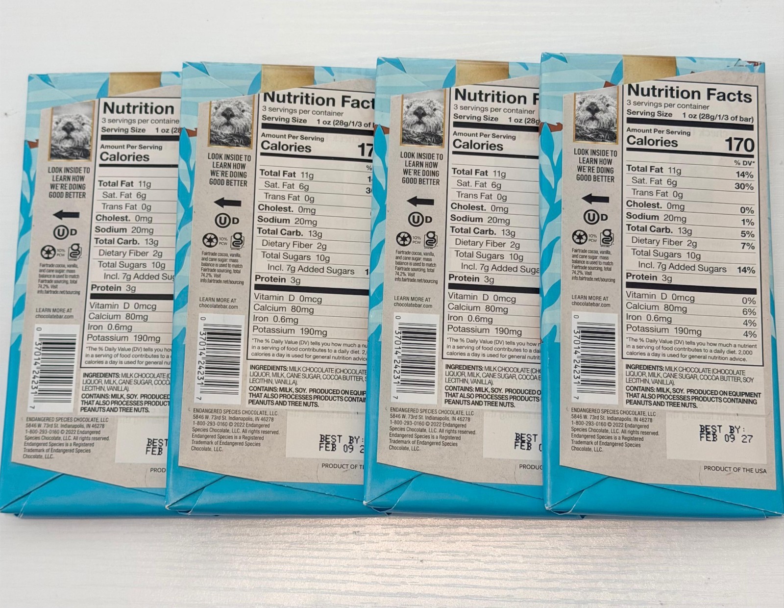 Endangered Species Bars Milk Chocolate Bars 48% Cacao- 3 Oz Pack Of 4 02/09/26 gallery