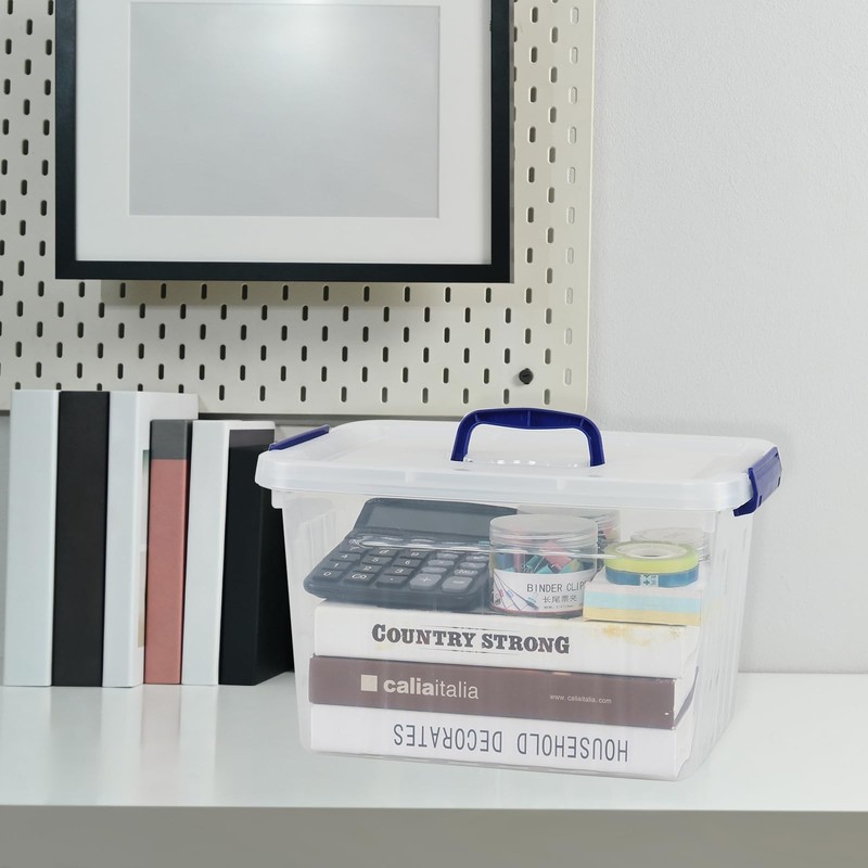 12 Liter Lidded Storage Bin with Handle, Latching Storage Box, Plastic Clear ... gallery