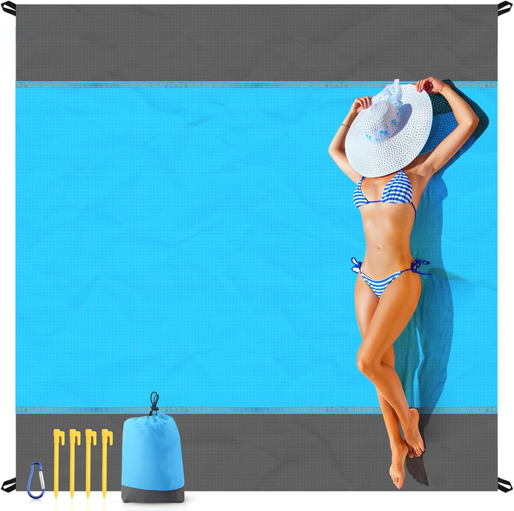 Beach Blanket Sandproof Oversized, 79''×83'' Extra Large Beach Mat, Lightweight