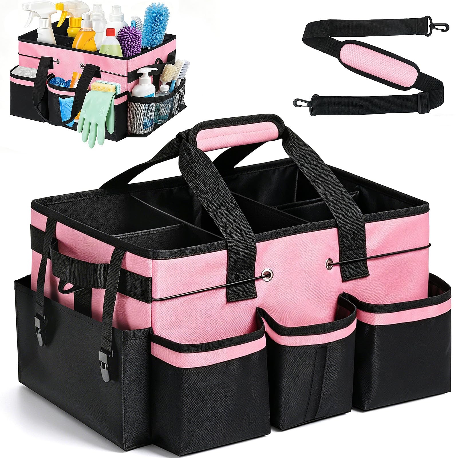 Wearable Large Cleaning Caddy Bag with Dividers, Household Cleaning Caddy for... gallery