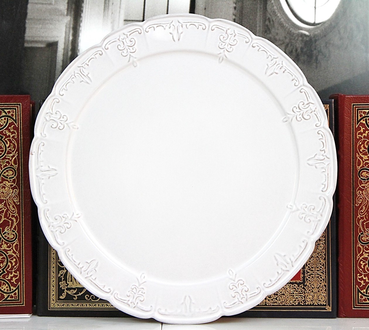 ORNATE SERVING PLATTER STONEWARE DECORATIVE MADE IN PORTUGAL 12 1/2" NEW IN BOX gallery