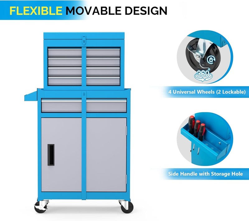 5-Drawer Rolling Tool Chest with Lockable Wheels & Detachable Top - Alloy Steel gallery