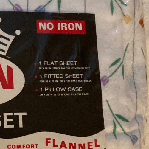 BIBB COMPANY POLY COTTON BLEND 3 PIECE TWIN FLANNEL SHEET SET TULIPS gallery