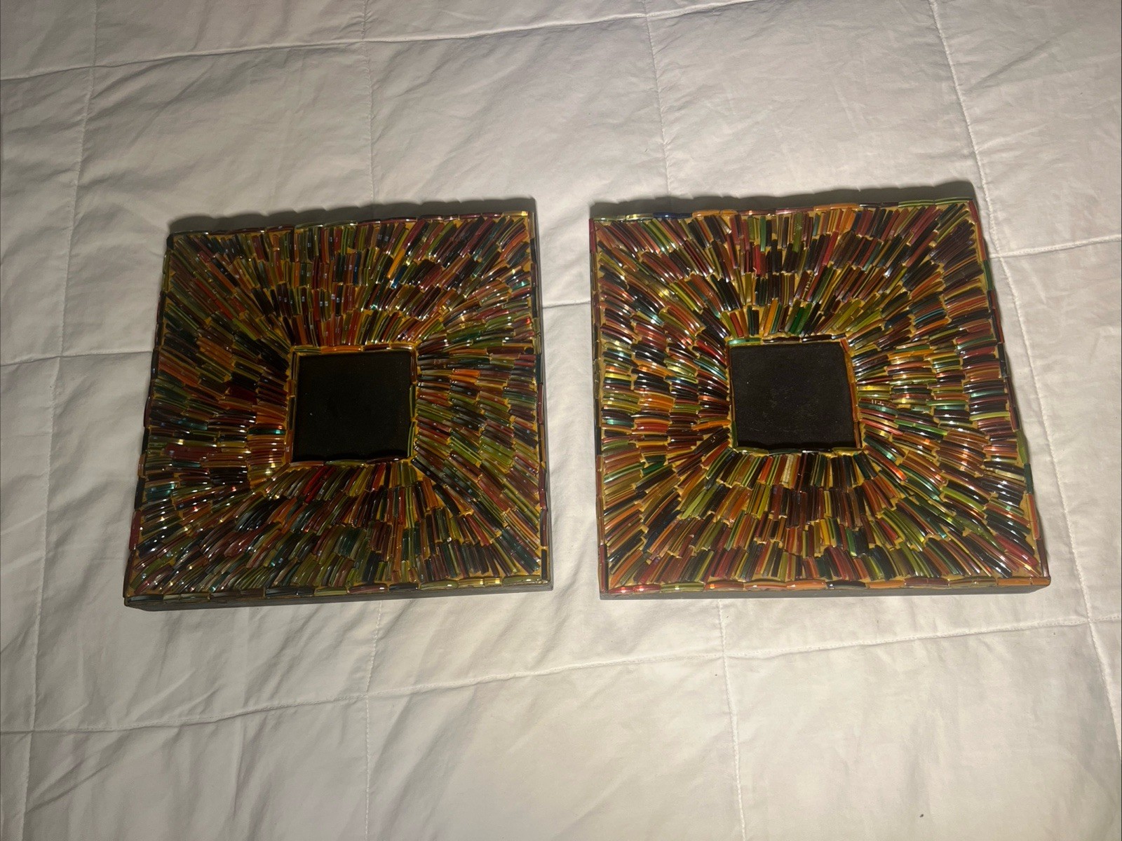 2 Multi-Colored Mosaic Beaded 8x8 In. Picture Frame For 3x3 In Picture gallery