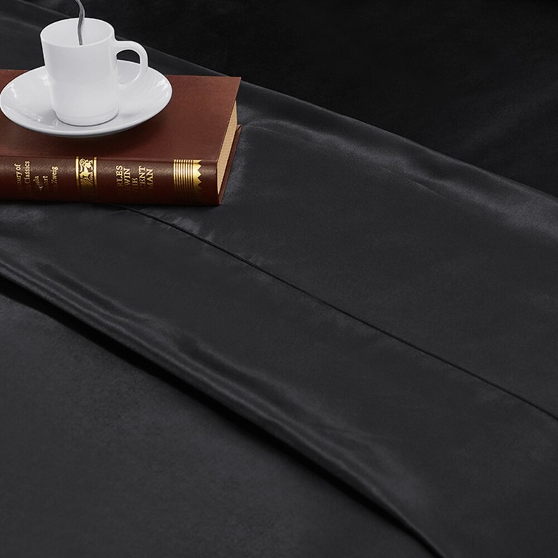 4 Pcs Smooth Satin Silk Sheet Set Deep Pocket Bed Sheet Wrinkle Fade Resistant gallery