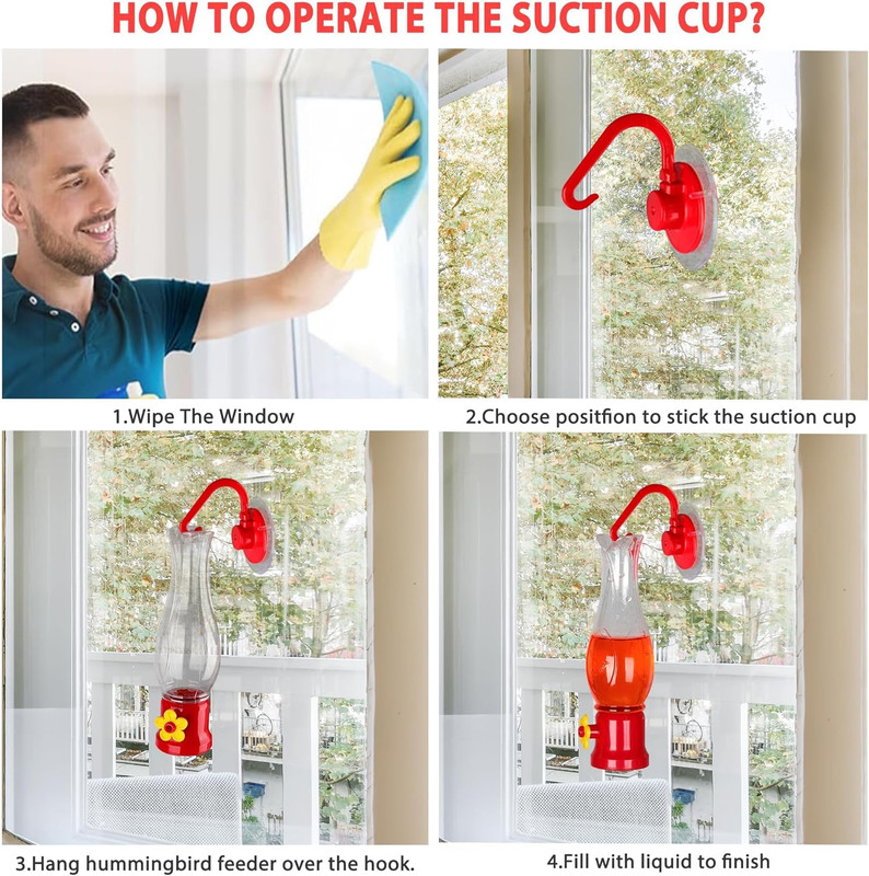 Hummingbird Feeder 2Pack, Mini Hanging Flower Bird Feeders for Outdoors with 2 W gallery