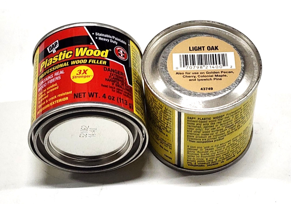 2- 4 Oz. Cans DAP Plastic Wood Professional Wood Filler 3X Light Oak