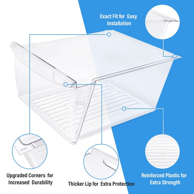 Crisper Pan Drawer Compatible with Frigidaire Refrigerator #240351061 AP4424911 gallery