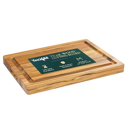 YES4ALL SOLID TEAK CUTTING BOARD 17X13X1.5" BUTCHER BLOCK EDGE GRAIN B0CKHC3671 gallery