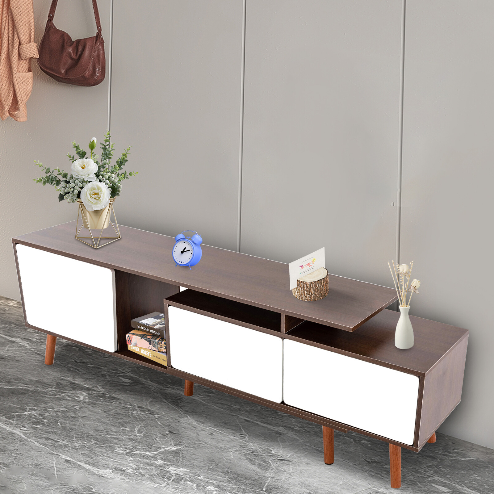 Modern TV Stand Entertainment Side Unit 3 Doors MDF Storage Cabinet Furniture gallery