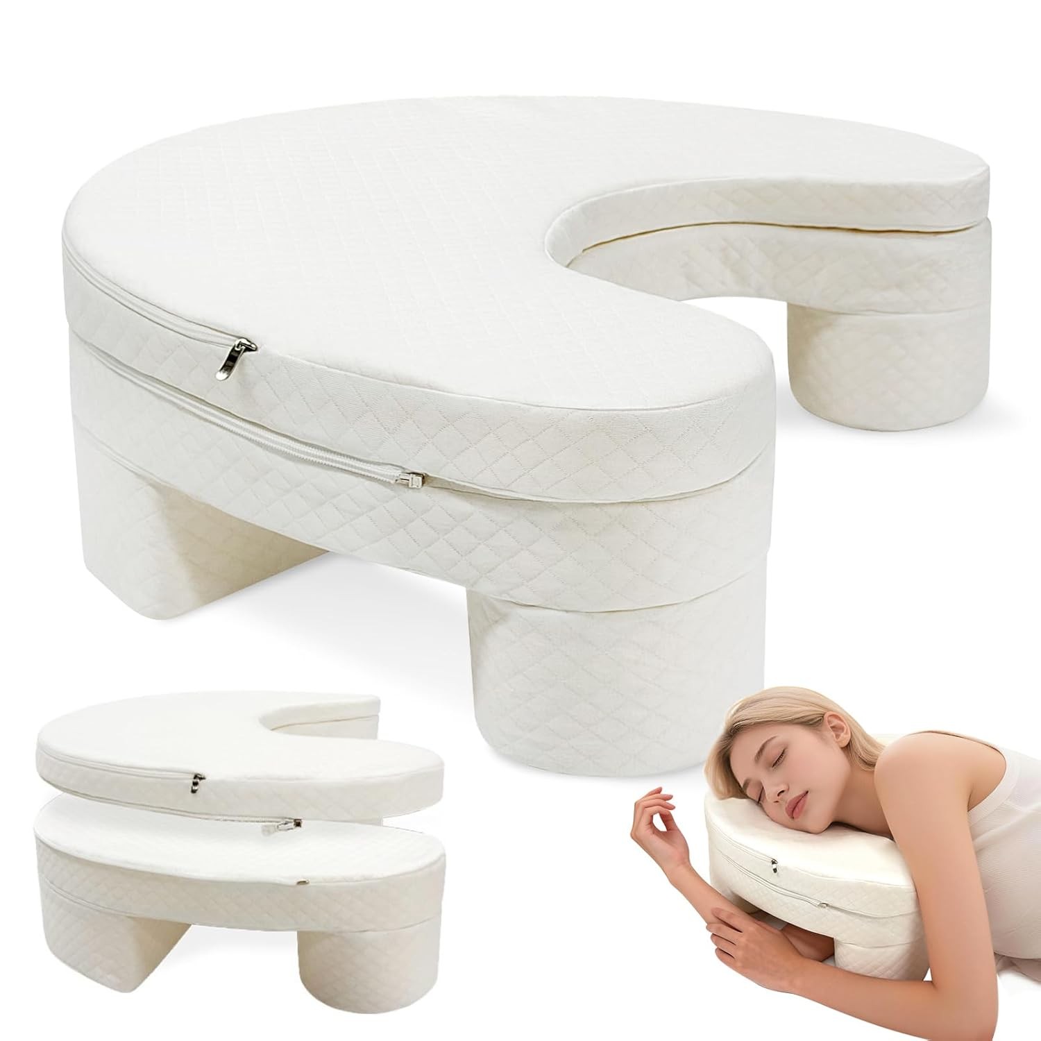 JZHLLA Adjustable Height Side Sleeper Pillow with Arm Holes, Ergonomic Side Slee gallery