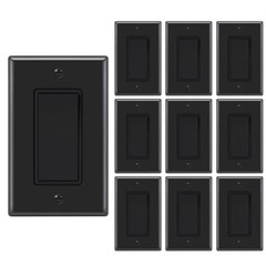 10 Pack Decora Light Switch Black, Single Pole Paddle Rocker,15A 120V/277V
