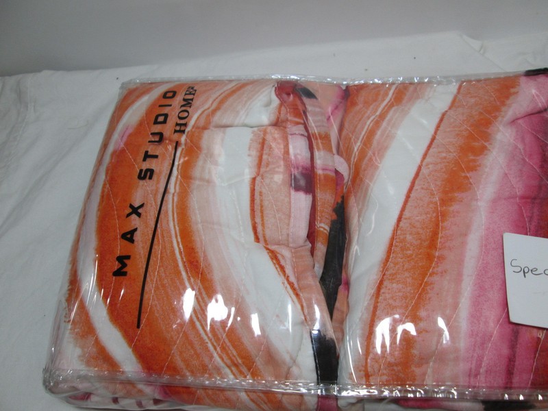 New Max Studio Two Standard Shams - Red, Orange, Black and Pink Wave NIP gallery
