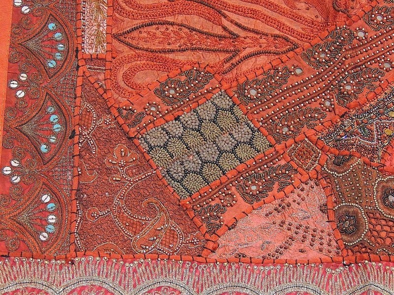 Russet India Patchwork Textile Traditional Folk Art Home Decorating Wall Hanging gallery