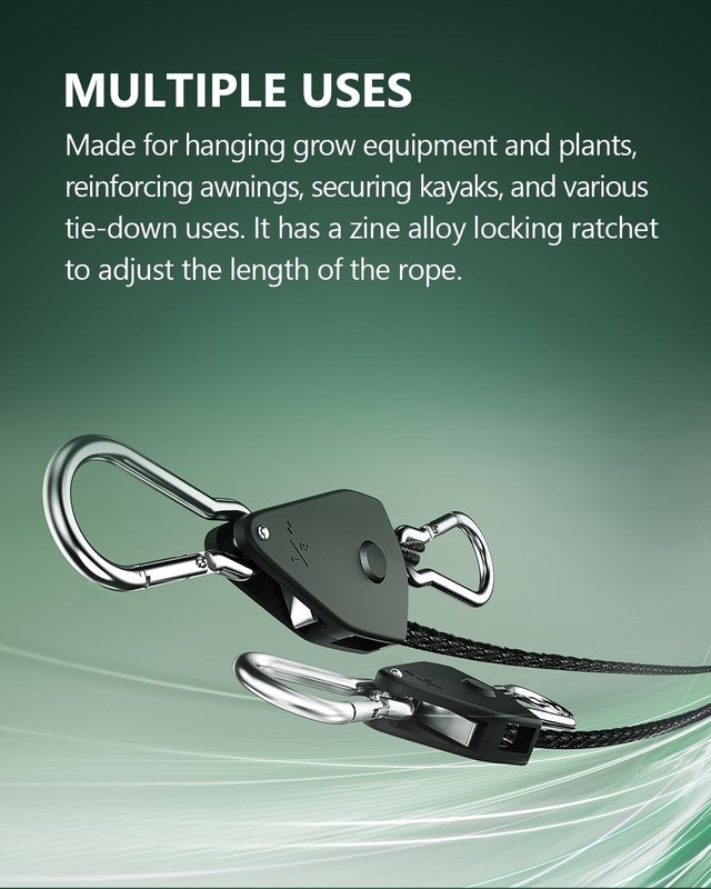 Adjustable Rope Hanger 2-Pack - 75 lbs Load Capacity for Versatile Hanging Use gallery