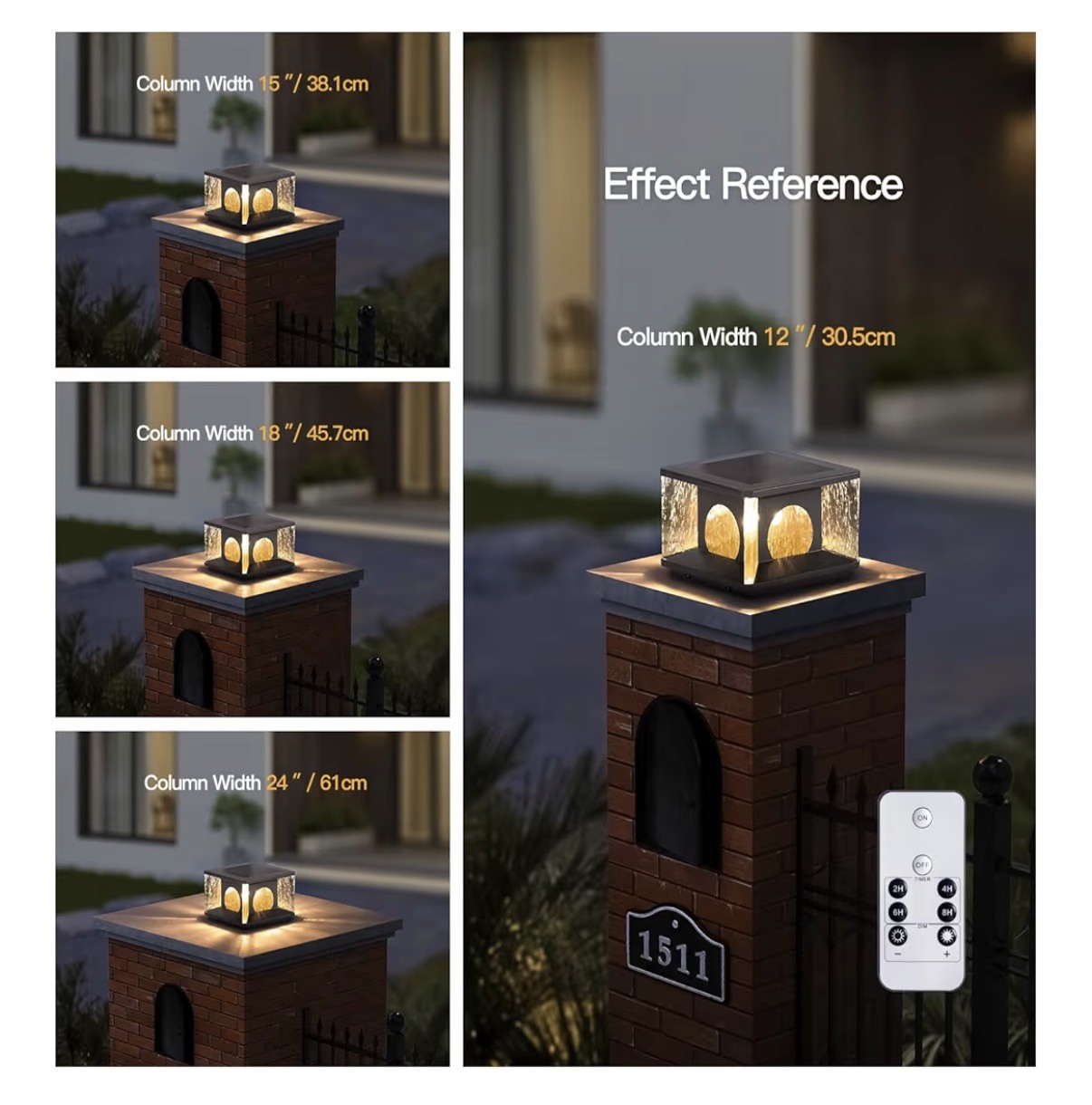 Solar Post Light, 7.9 Inches Outdoor Modern Glass Column Lights IP54 Waterpro... gallery