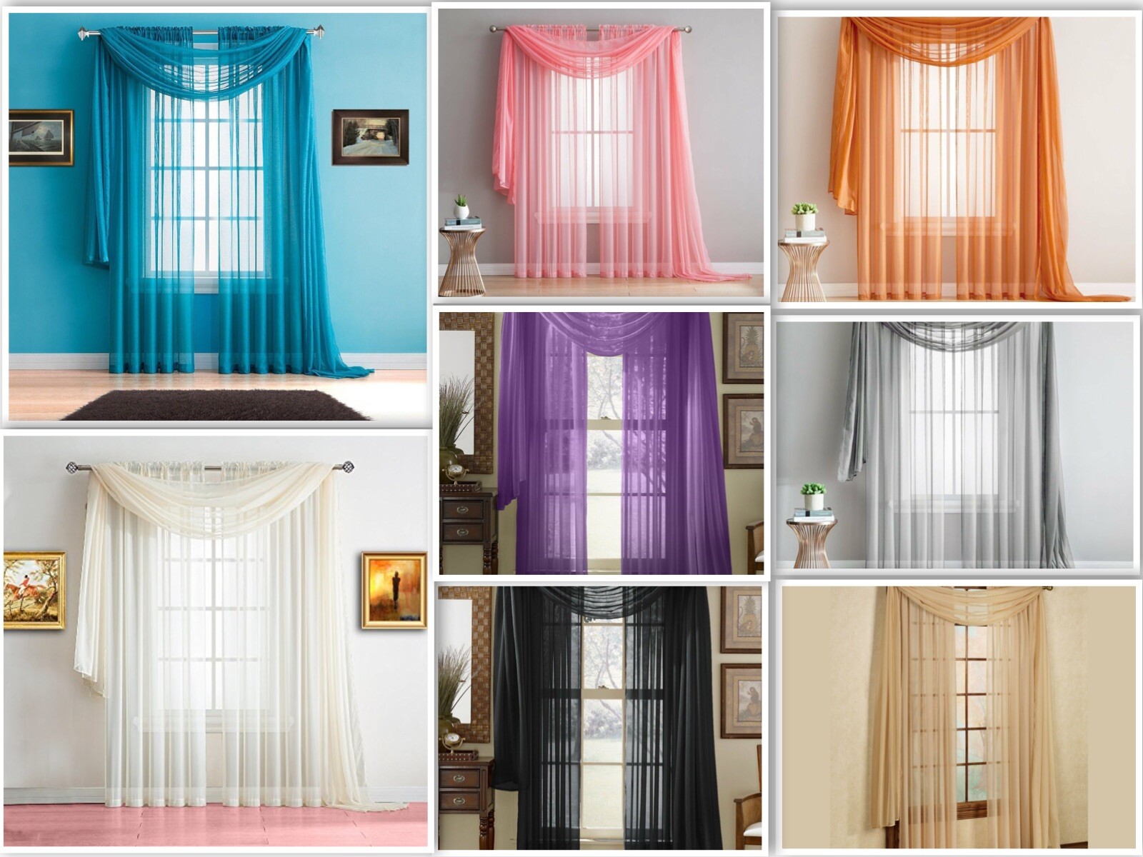 Empire Home 216" Long Sheer Curtain Valance Window / Scarf Great Value 30 Colors gallery