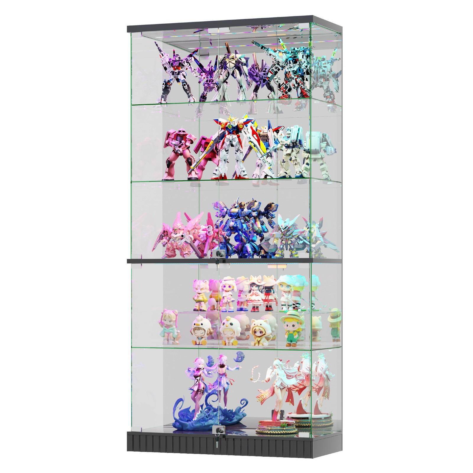 Glass Display Cabinet with RGB Lights, Lockable Display Cases for Action Figure gallery