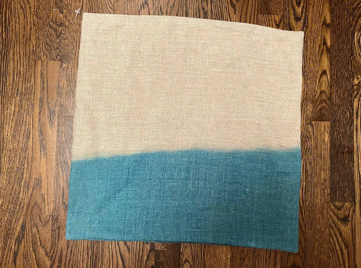 Surya Turquoise Blue & Flax Multicolored Linen Pillow Cover Cushion 20” NEW! gallery