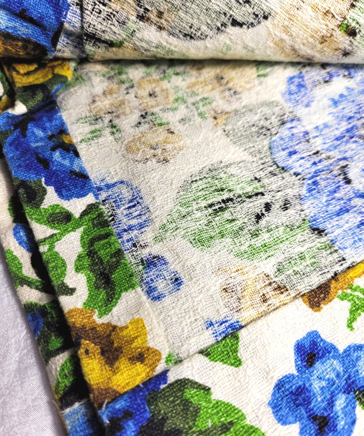2 Blue & Gold Abstract Mod Floral Thick Woven Fabric Curtain Panels 88"W x 31"T gallery