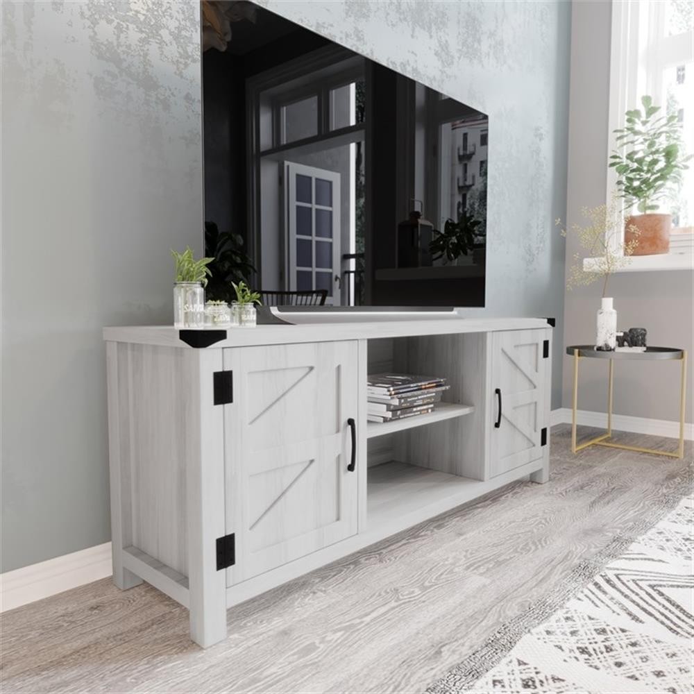 Pemberly Row 58" Barn Door TV Stand for up to 65" TVs in Light Gray Wash gallery