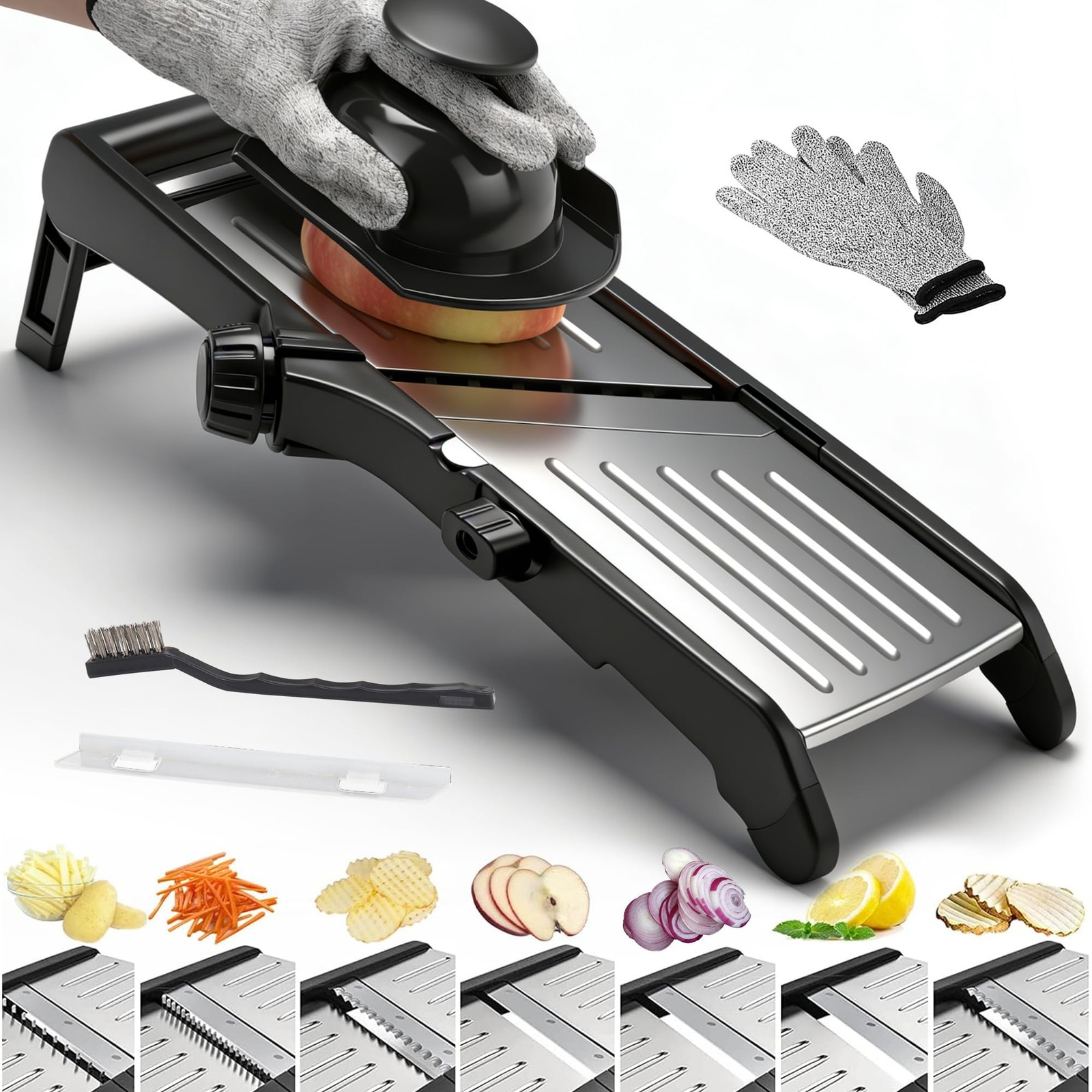 Mandoline Food slicer for kitchen, Adjustable Stainless Steel Mandoline Veget... gallery