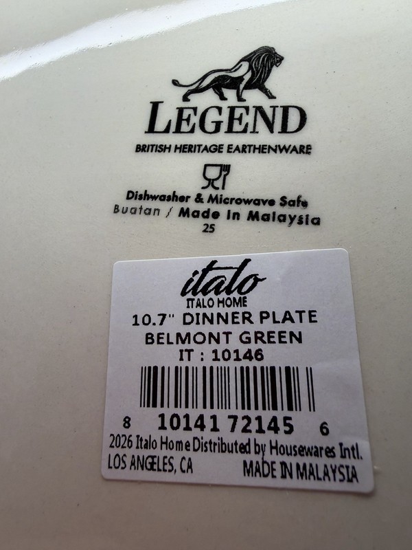 Legend British Heritage Earthenware Dinner Plate Set 4 Belmont Green Toile - New gallery
