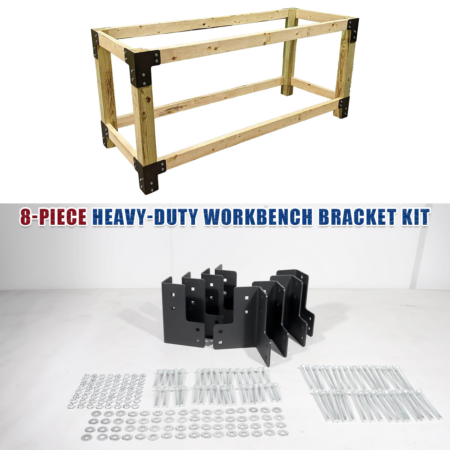 8pcs 4x4 4MM Workbench Corner Brackets Kit Steel w/Screws for Workbench Projects gallery