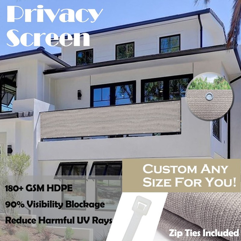 2FT 3FT Tall Custom Length Privacy Screen Patio Balcony Fence Pool Smoke Tan gallery