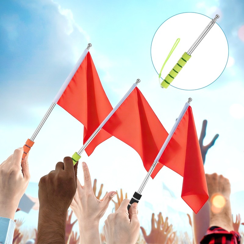 2-Pack Telescopic Handheld Flagpoles, 5.2ft/1.6m Stainless Steel Poles [Green] gallery